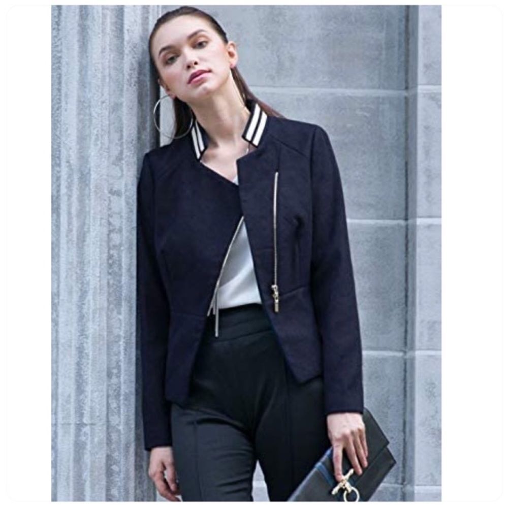H&M Navy Gold WOOL Blend Military Style Jacket
Coat Gold Accents Size 11/ small